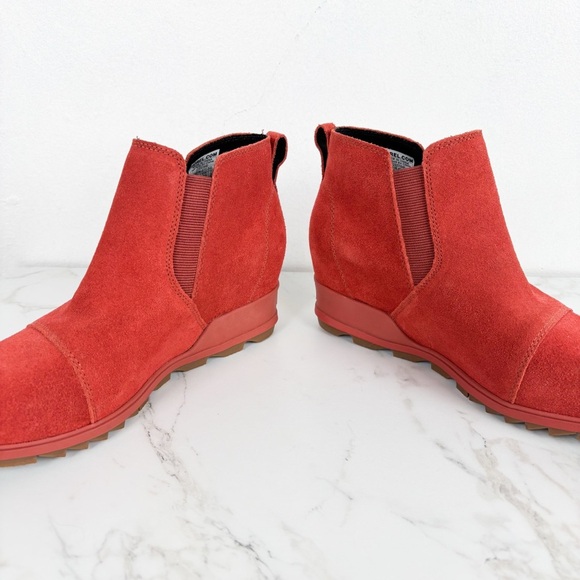 Sorel Evie Orange Pull On Chelsea Wedge Booties Sz 9.5 - Picture 13 of 13